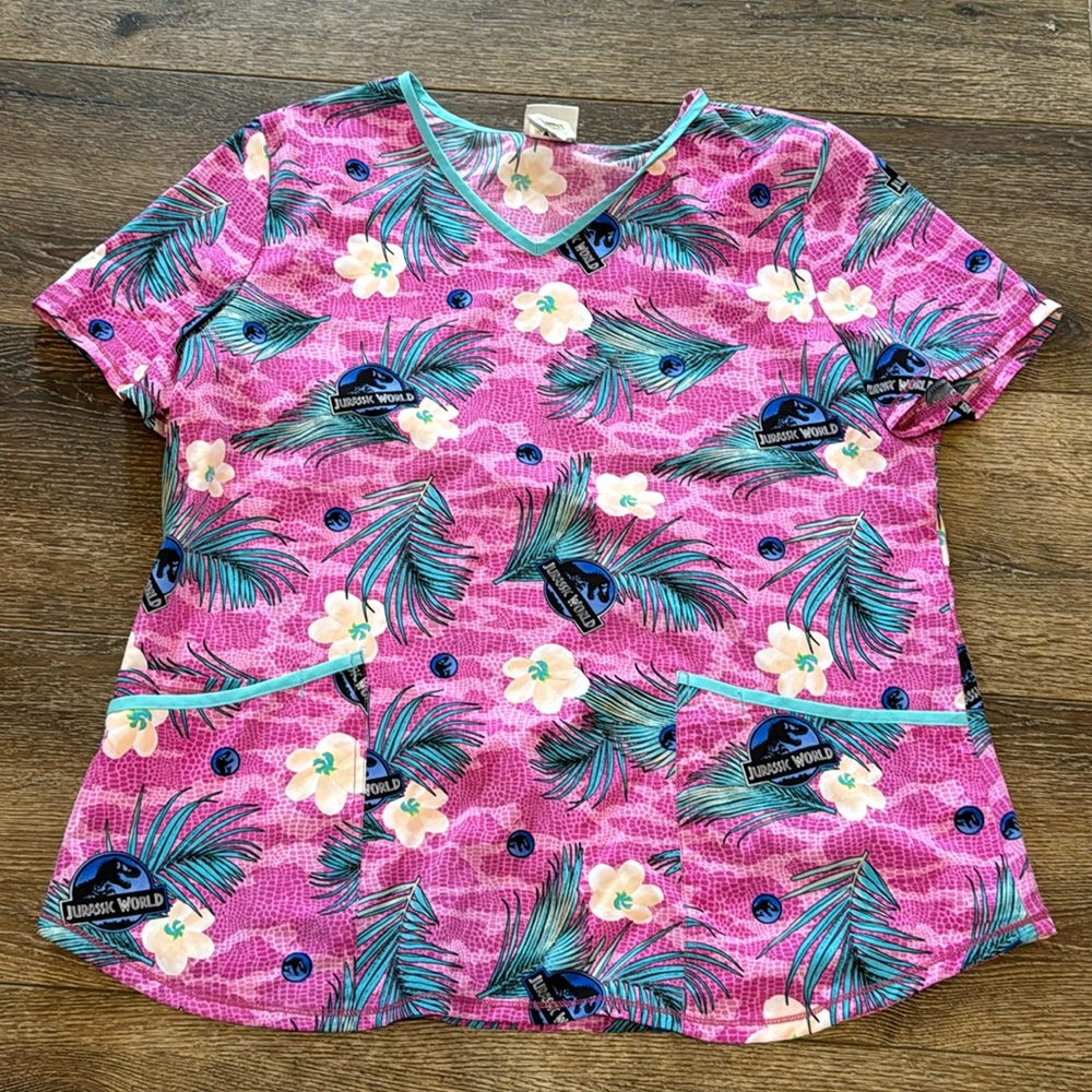 Jurassic world scrub‎ top large